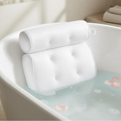 Image of Luxury Bath Pillow for Tub – Soft 3D Mesh Spa Cushion with 6 Strong Non-Slip Suction Cups – Ergonomic Neck, Shoulder & Back Support – Quick Dry, Fits All Bathtubs