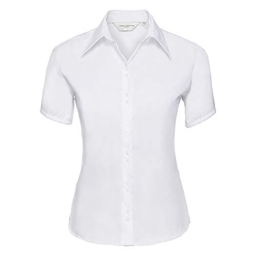 Image of Russell Collection Ladies/Womens Short Sleeve Ultimate Non-Iron Shirt (XL) (White)