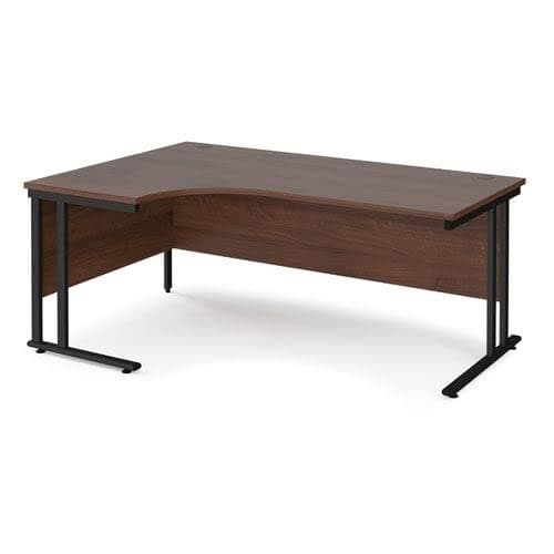 Image of Office Monster Cooper left hand ergonomic desk 1800mm wide - black cantilever leg frame, walnut top