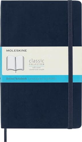 Image of Moleskine Classic Notebook, Notebook With Dotted Pages, Soft Cover and Elastic Closure, Sapphire Blue, Large, 13 x 21 cm, 192 Pages
