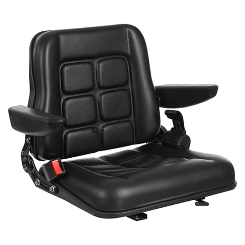 Image of Multi Angle Adjustable Forklift Driver'S Seat High Density Shock Absorbing With Safety Belt And Armrest Tractor Excavator Digger Mower Dumper Suitable For Bulldozers Aerial Work Trucks Scrubbers