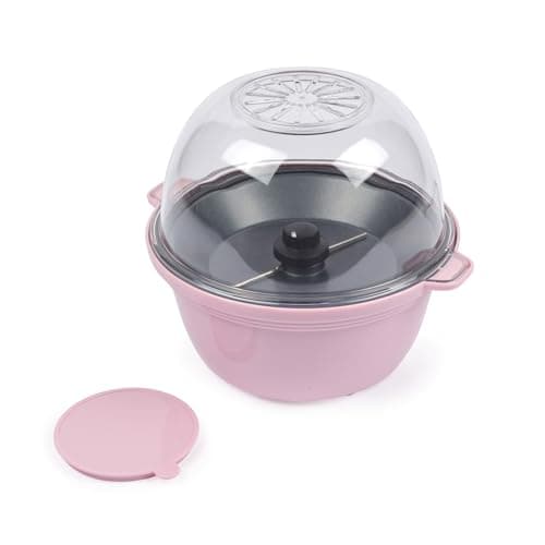 Image of Giles & Posner Mini Popcorn Maker Machine – Non-stick Corn Plate, Hot Air Popcorn Popper, Electric Stirring, Cool Touch Handles, Healthy Fat-Free Snack, Mess-Free with Serving Bowl & Spoon, 500W, Pink