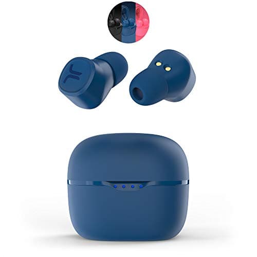 Image of WESC True Wireless Headphones, Bluetooth Earphones with LED Wireless Charging Case, 20Hrs Playtime, Touch Control, IPX4 Water Resistant Earbuds - Navy Blue