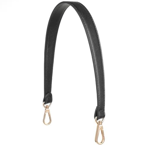Image of DOPENSPI Shoulder Bag Strap, PU Leather Short Handbag Handle Strap 19 Inch Leather Purse Straps with Swivel Clasps Shoulder Bag Straps Replacement for Purse Tote Handbag Shoulders Bags(Black)