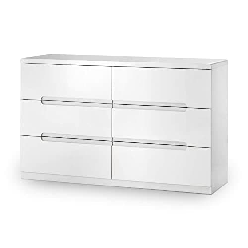 Image of Julian Bowen Manhattan 6 Drawer Wide Chest - High Gloss White Chests