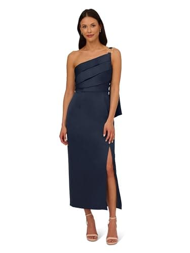 Image of Adrianna Papell Women's Satin Crepe Dress, Dark Navy, 10