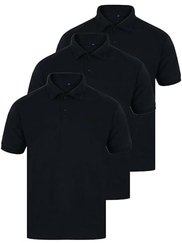 Image of BRAND KRUZE 3 Pack Mens Polo Shirt T-Shirts Casual Cotton Short Sleeve Plain Top Buttoned Collar KZPL105 Black M (3 Pack)