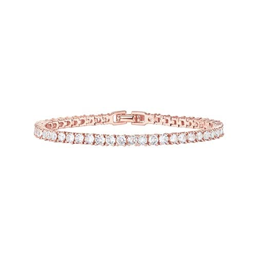 Image of PAVOI 14K Rose Gold Plated Cubic Zirconia Classic Tennis Bracelet | Rose Gold Bracelets for Women | 7.5 Inches