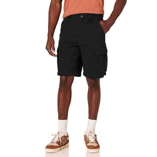 Image of Amazon Essentials Men's Classic Fit 10"(25cm) Cargo Work Shorts with Pockets(Available in Big & Tall), Black, 42W