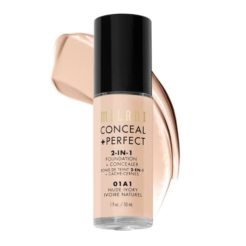 Image of Milani Conceal + Perfect 2-in-1 Foundation + Concealer - Nude Ivory (1 Fl. Oz.) Cruelty-Free Liquid Foundation - Cover Under-Eye Circles, Blemishes & Skin Discoloration for a Flawless Complexion