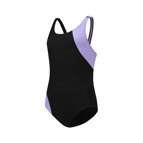 Image of imKutie Girls One Piece Swimsuit Racerback Athletic Super Stretchy Quick Dry Swimming Costume UPF 50+ School Swimming Class Swimwear for 3-10 Years Black