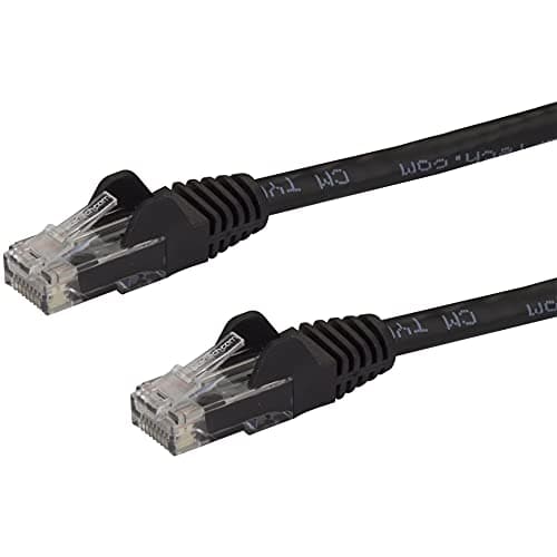Image of StarTech.com 50cm CAT6 Ethernet Cable - Black CAT 6 Gigabit Ethernet Wire -650MHz 100W PoE RJ45 UTP Network/Patch Cord Snagless w/Strain Relief Fluke Tested/Wiring is UL Certified/TIA (N6PATC50CMBK)