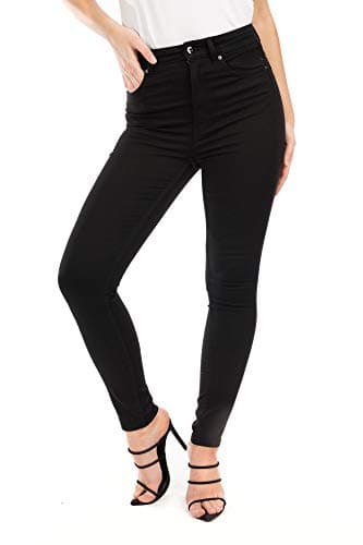 Image of UC Ex High Street Brand Skinny Jeans for Women Ladies High Waist Jean Skinny Stretch Pants (12) Black