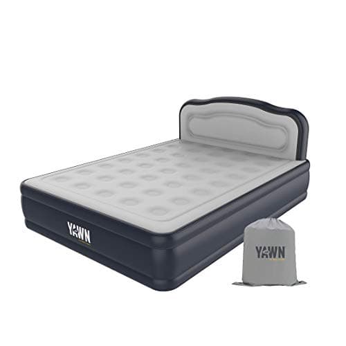 Image of YAWN AIR Self-Inflating Airbed King Size - Great Guest Bed, Camping Mattress - Built-in Pump & Headboard - Grey Fabric Material - Available in UK Single, Double and King