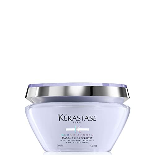 Image of Kérastase Blond Absolu, Intense Conditioning Hair Mask, For Sensitised Lightened or Highlighted Hair, Ideal for Post-Bleaching, With Hyaluronic Acid & Edelweiss Flower, Masque Cicaextreme, 200ml