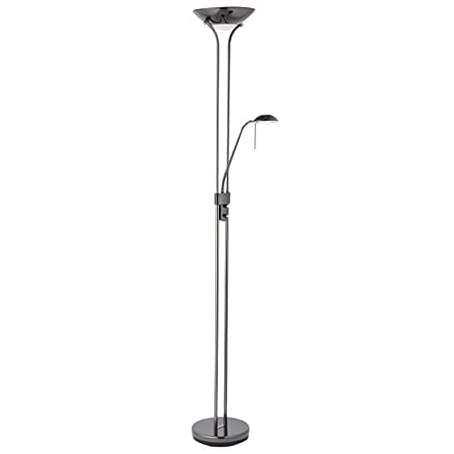 Image of Betta Lighting Mother and Child Uplighter Floor Lamp with Reading Light – Black Chrome with Adjustable Reading lamp - Standing Uplighter for Living Room, Bedroom, Dining Room – G9 33W and R7s 230W