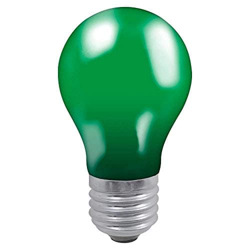 Image of Crompton Lamps 25W GLS ES-E27 Dimmable Colour Glazed IP65 Green 20lm ES Screw E27 Incandescent Coloured Outdoor External Festoon Light Bulb
