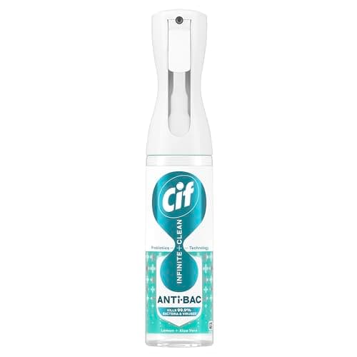 Image of Cif Infinite Clean Anti-Bac Cleaner Spray, Lemon & Aloe Vera, 280 ml - Antibacterial Spray with Probiotics Technology and a Disinfecting Agent*, Eliminates 99.9% of Bacteria and Viruses*