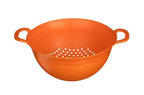 Image of Premier Housewares orange Plastic Colander Strainer With Holes Ideal For Washing And Draining Vegetables Pasta Food Strainer With Handles Perfect For Daily Use 23 x 12 x 30