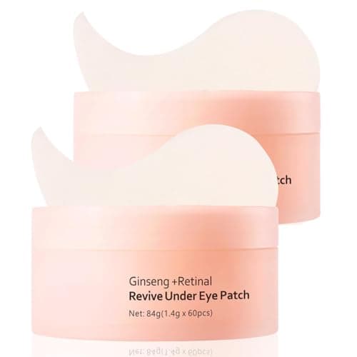 Image of 120PCS Ginseng+Retinol Under Eye Masks for Puffy Eyes,Revive Under Eye Patches,Eye Patches for Dark Circles,Eye Bags Removal,Wrinkles,Niacinamide & Collagen,Revitalizing Eyes Care