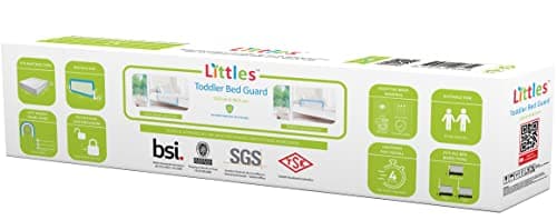 Image of Littles Bed Guard Rail for Toddler, Child & Baby. Fits Single, Double Up to King Size Beds, Grey, 110 cm x 48.5 cm