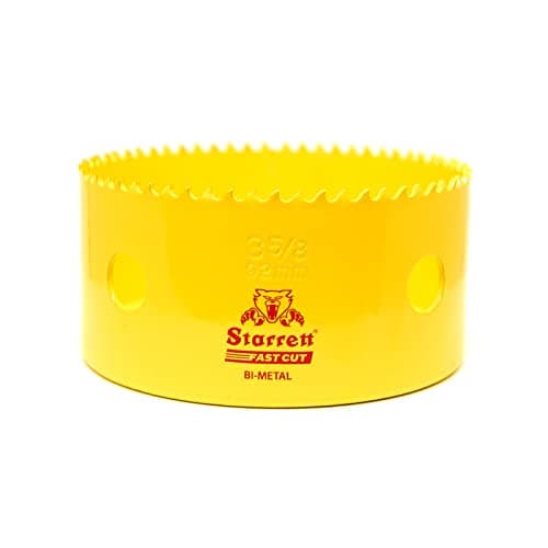 Image of Starrett HSS Bi-Metal Hole Saw - FCH0358 Fast Cut Extra Cobalt Hole Saw - For Stainless Mild Sheet Wood Plastic Various Materials - 92mm