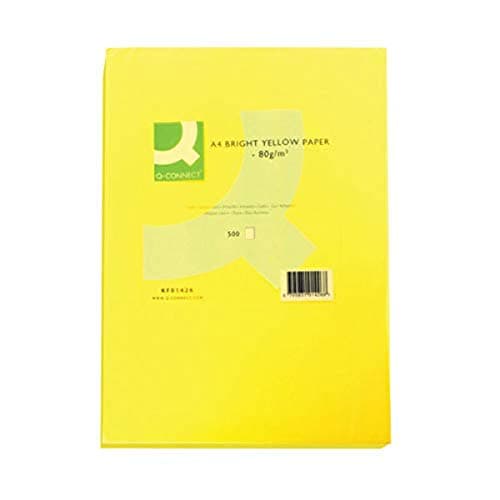 Image of Q-Connect Bright Yellow Coloured A4 Copier Paper 80gsm Ream (Pack of 500)