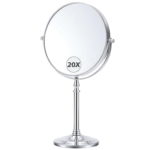 Image of MIYADIVA Magnifying Mirror 20x, Double Sided 1X & 20X makeup Mirror on Stand, Large Tabletop Vanity Mirror, bathroom mirror with 360°Rotation for Bathroom or Bedroom