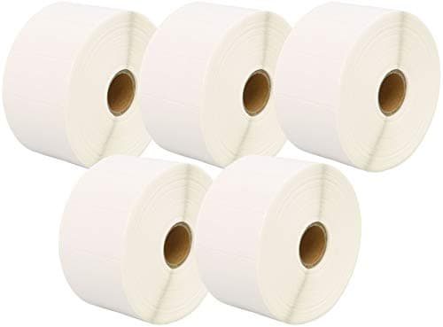 Image of 5,000 Compatible Zebra 50mm x 25mm White Direct Thermal Labels (1000 Labels per Roll) for Zebra Type Printers - Five Rolls