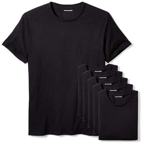 Image of Amazon Essentials Men's Slim-Fit Cotton Crew Neck Vests, Pack of 6, Black Short Sleeve, XXL
