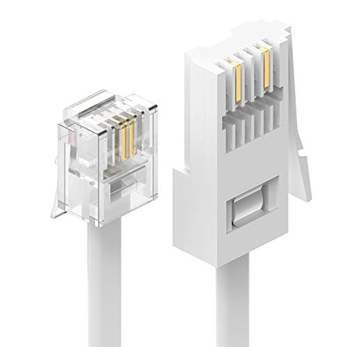 Image of Ancable RJ11 Telephone Cable for Landline ADSL Modem Cable 2M, BT Plug to RJ11 Male Broadband 6P2C 2-Pin Telephone Cable Only for RJ11/BT UK Landline Phone Cord Home & Office Fax Modem