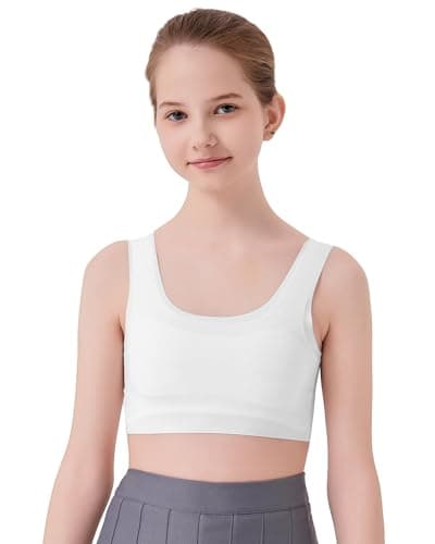 Image of SALIA GIRL Seamless Training Bras for Girls 7-12 Years Soft Comfortable Double Layer Chest Support, M White