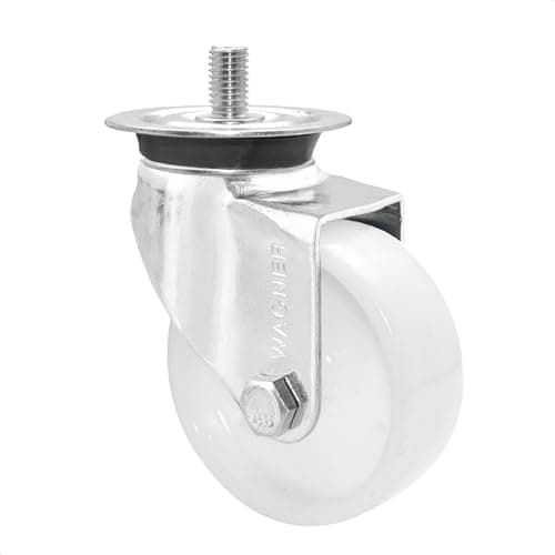 Image of Wagner 03208101 Swivel Castor Diameter 75 mm, Height 100 mm, Galvanised Steel, White, Plate with Thread M10 x 17, Load Capacity 60 kg