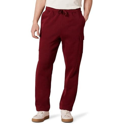 Image of Amazon Essentials Men's Cargo Fleece Open Hem Sweatpant, Dark Red, M