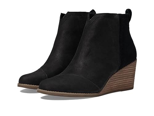 Image of TOMS Women's Clare Ankle Boot, Black Leather/Suede, 5.5 UK