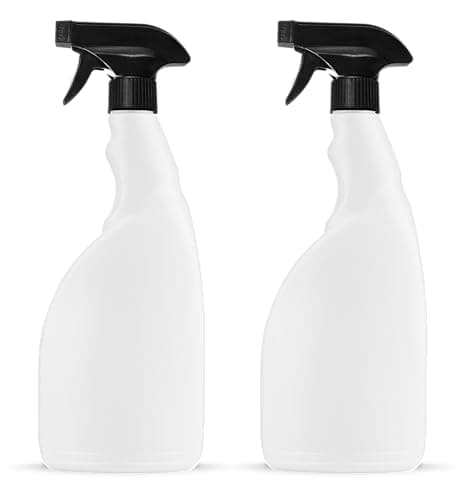 Image of McKLords Pack of 2-750ml White Spray Bottles | Refillable Plastic Mist Sprayer for Cleaning, Gardening & Hairdressing | Heavy-Duty Hand Trigger Spray Bottles