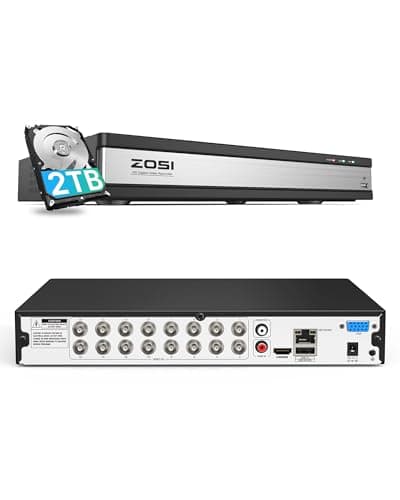 Image of ZOSI 1080p Lite 16 Channel Security DVR Recorder, H.265+ Hybrid 4-in-1(Analog/AHD/TVI/CVI) CCTV DVR for Security Camera, AI Human/Vehicle Detection, Remote Access, Email Alarm, 2TB Hard Drive Included