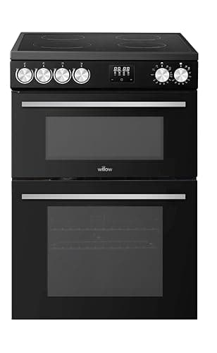 Image of Willow WDOC60TBL 60cm Electric Double Oven Cooker with Ceramic Hob, Integrated Grill, Fan Assisted Defrost - Black