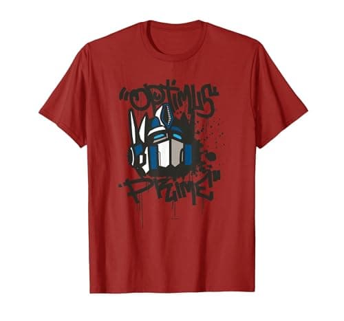 Image of Transformers Classic Optimus Prime Graffiti Face Portrait T-Shirt, Men, Cranberry Red, XX-Large