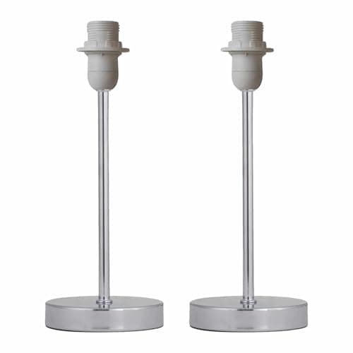 Image of firstchoicelighting Set of 2 Polished Chrome Table Lamps or Bedside Lights Bases, Modern Design, Height 26cm, Bases Only, LED Compatible