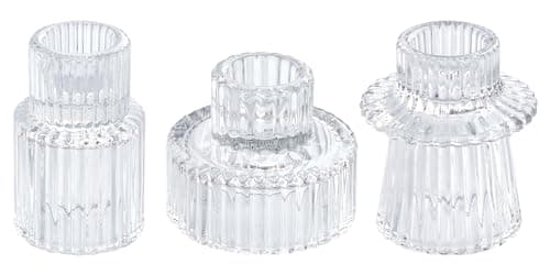 Image of HofferRuffer Candle Holders Set of 3,Glass Votive Tealight Holders for Taper/Pillar/Tealight Candles,Candlesticks for Table Centerpiece, Wedding,Birthday,Gifts（Clear）