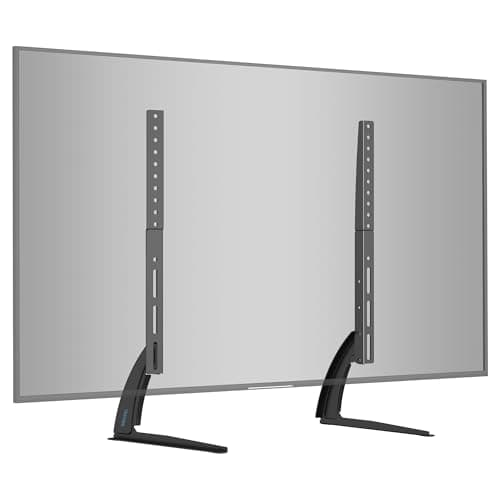 Image of BONTEC Universal Table Desk Pedestal TV Stand for 22-65" LCD/LED TVs, VESA 50x50mm to 800x400mm, Max 50kg Weight Capacity, Adjustable Height, Space-Saving Design, Black
