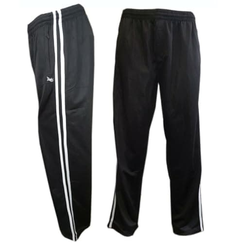 Image of Mens Elasticated Tracksuit Trackie Bottoms Silky Joggers Jogging Gym Sports Running Striped Comfy Pants Trousers S-6XL (UK, Alpha, S, Regular, Regular, Navy Blue)