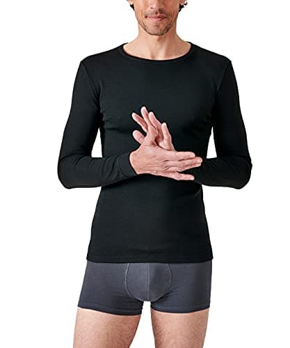 Image of Damart - Men's Thermolactyl Classic Mesh Round Neck T-Shirt, Black, XL