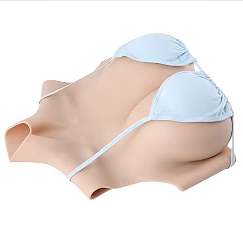 Image of FSYH Realistic Silicone Breastplate Fake Breast Forms Boobs Enhancer for Crossdressers Transgender Drag Queen Cosplay,White,E`CUP