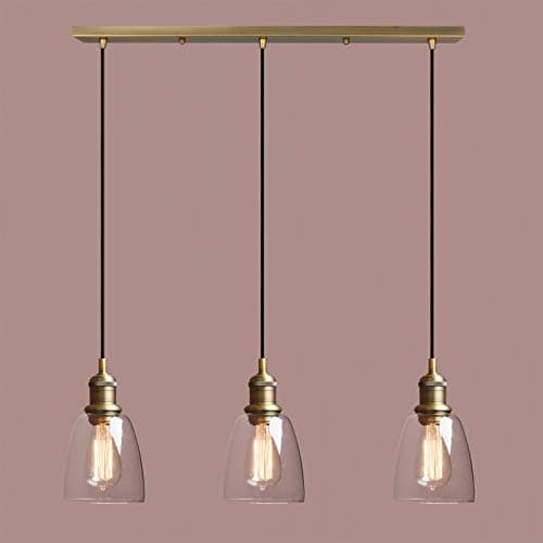 Image of Yosoan Lighting Industrial Vintage Loft Bar 3 Way Pendant Light Fittings Chandelier,Hanging Ceiling 3 Lights Fixture for Kitchen Island Dining Room Living Room Restaurant Cafe (Antique)