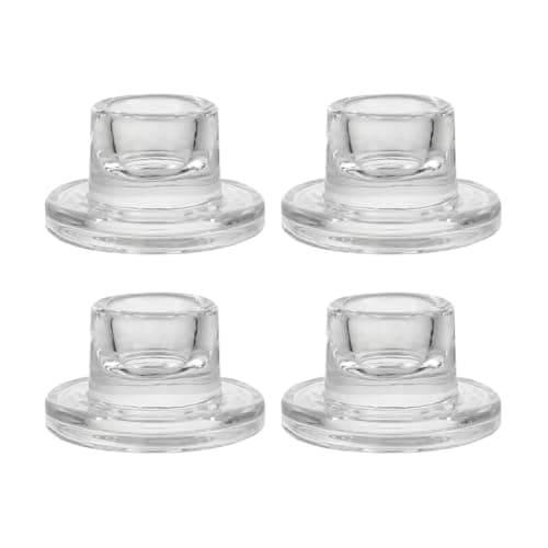 Image of 4 Pcs Small Glass Taper Candle Holders Modern Clear Candlestick Holders Stands Centerpiece Candle Stick Holder Christmas Dinner Table Decorations for Events