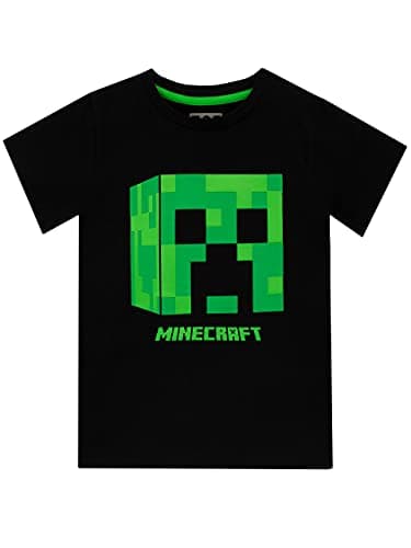 Image of Minecraft Boys Creeper T-Shirt Black Age 7 to 8 Years