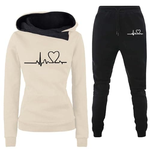 Image of Women's Tracksuit Set Hoodie Tracksuit Womens Leisure Suits Ladies 2 Piece Warm Outfit Full Set Activewear Gym Wear Jogger Track Suits Womens Clothes Warm Outfit FullActivewear Gym Wear (34-B, XXXL)