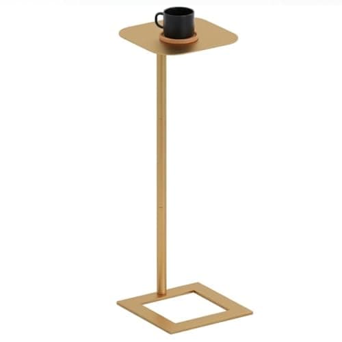 Image of ZEXVIDA C-Shaped Side Table, Bedside Table, End Table for Small Spaces, Metal Frame Sofa Side Table, Coffee Table That Slides Under Sofa for Living Room, Bedroom (Gold, Square)